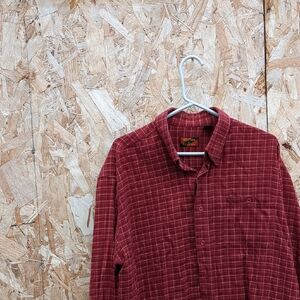 Red Flannel Button Up Long Sleeve Vintage Size XL